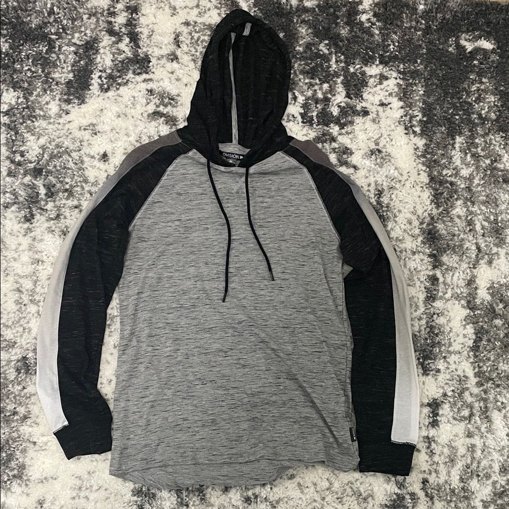 Men's Black and Gray Hooded Shirt